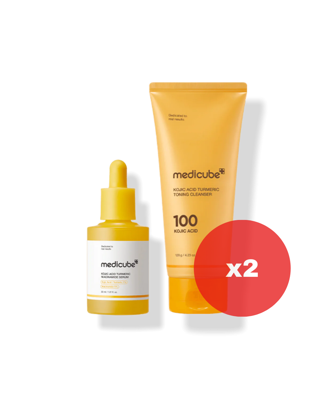 Kojic Acid Turmeric Duo: Toning Cleanser + Serum - 2 duos (Kit Limpieza Hidratante)