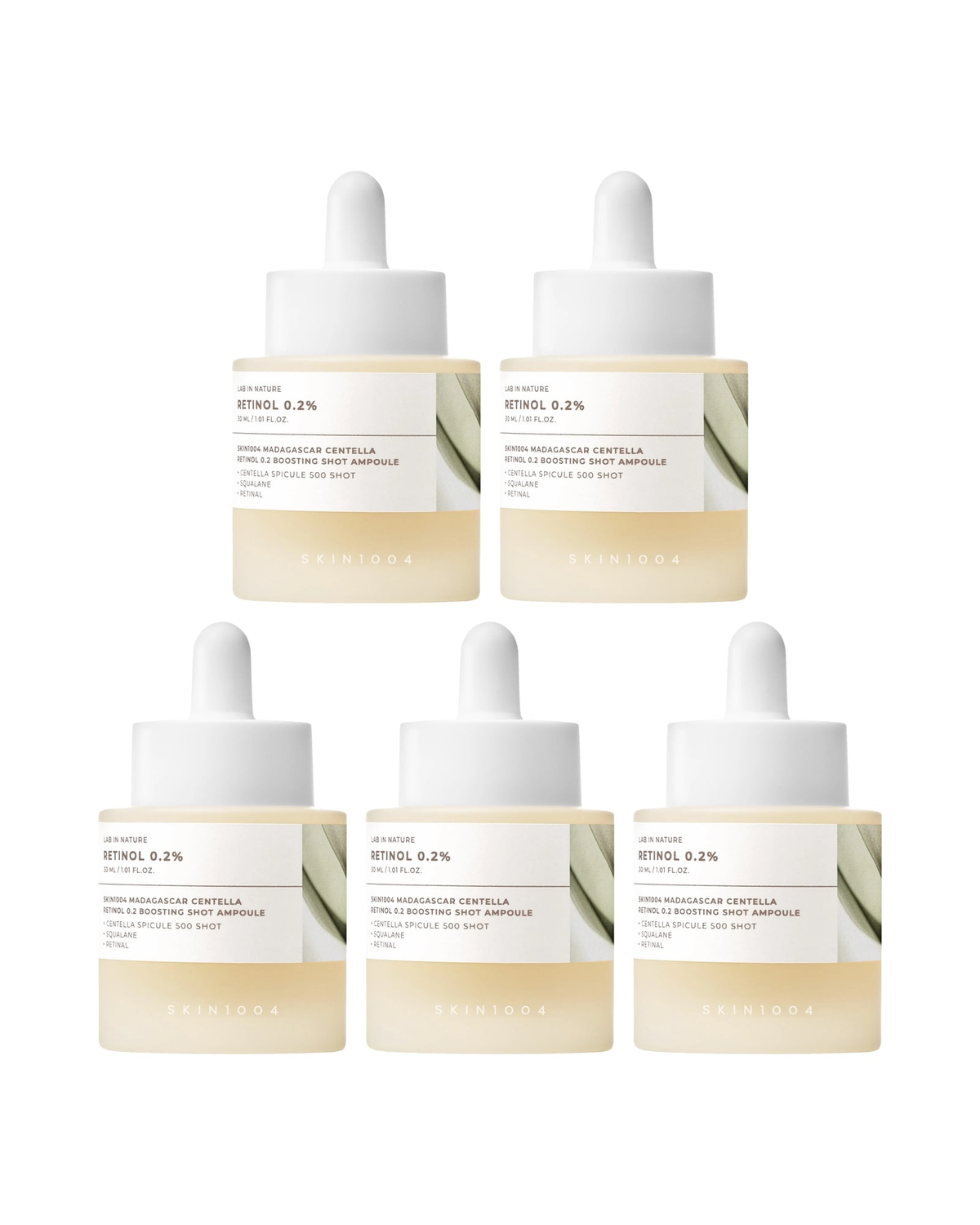 Skin1004 · Madagascar Centella Retinol 0.2 Boosting Shot Ampoule · paquete de 5 piezas
