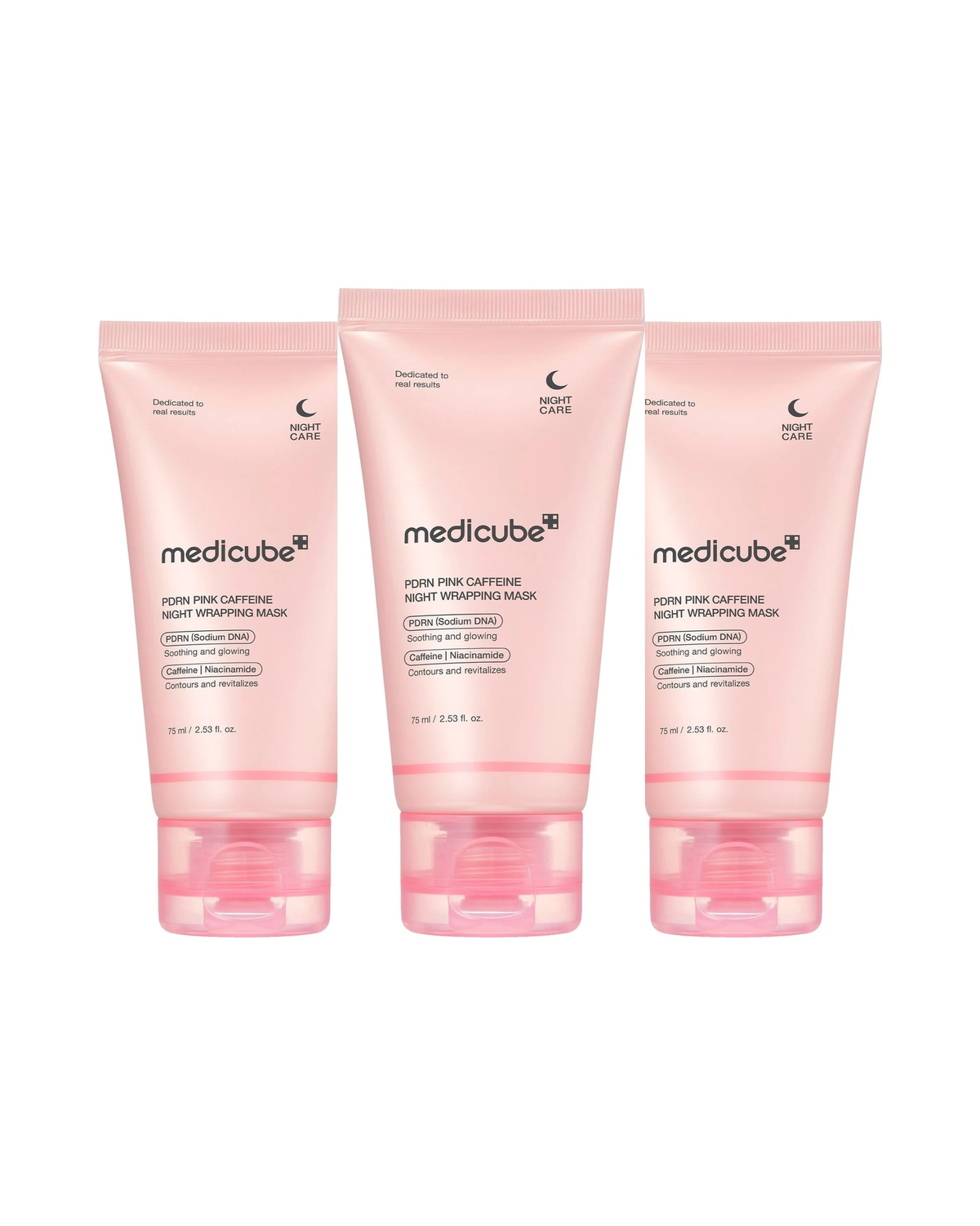 Medicube · PDRN Pink Caffeine Night Wrapping Mask · paquete de 3 piezas