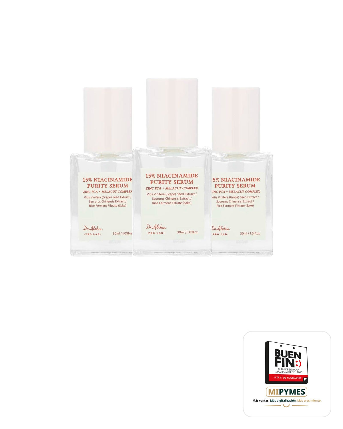 Dr.Althea · 15% Niacinamide Purity Serum · paquete de 3 piezas