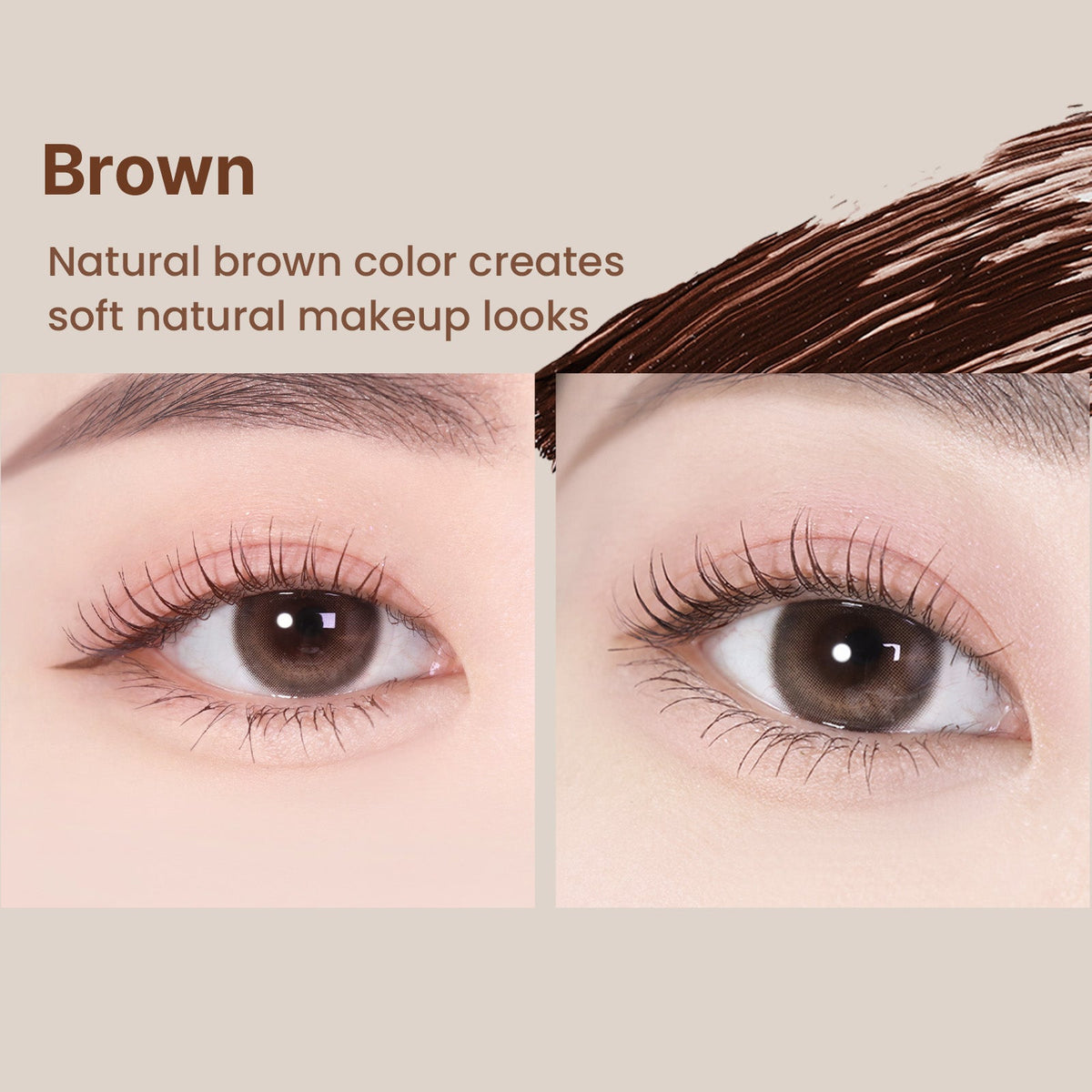Heimish · Dailism Smudge Stop Mascara Brown · color en las pestañas