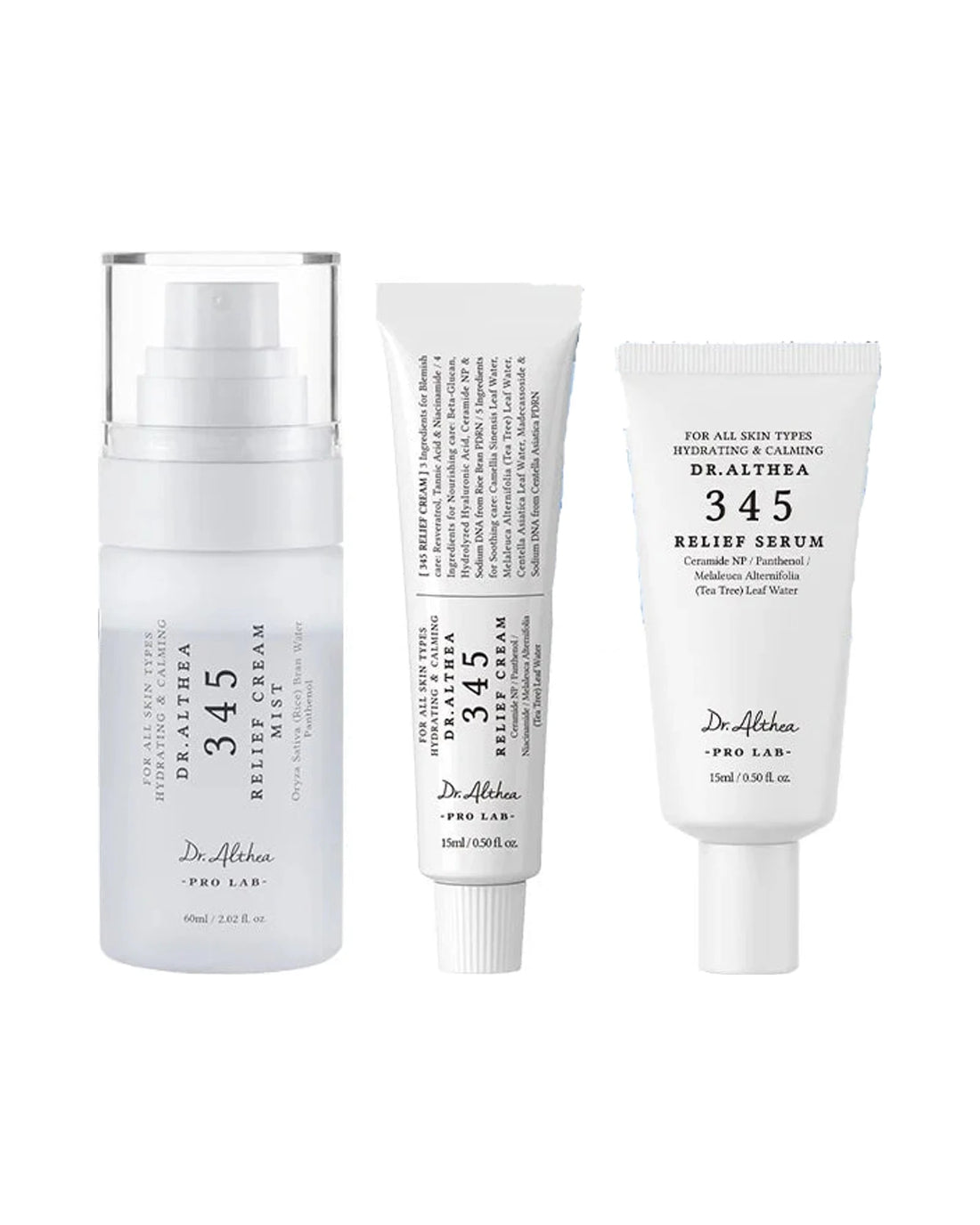 Dr.Althea · 345 Travel Set · Mist 60 ml + Serum 15 ml + Cream 15 ml