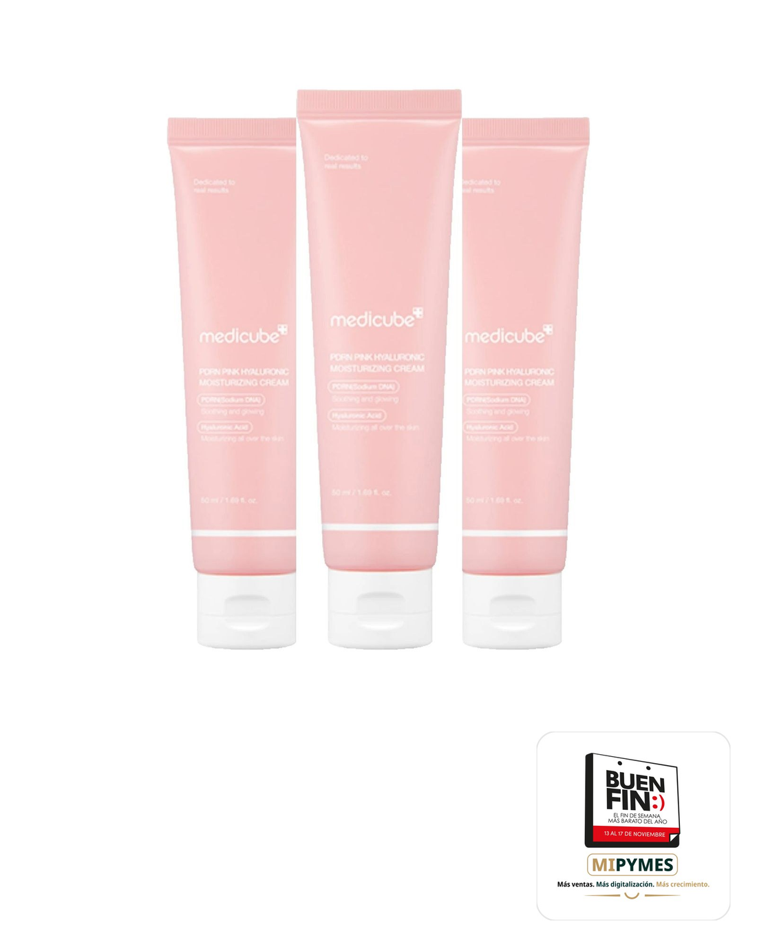 Medicube · PDRN Pink Hyaluronic Moisturizing Cream · paquete de 3 piezas