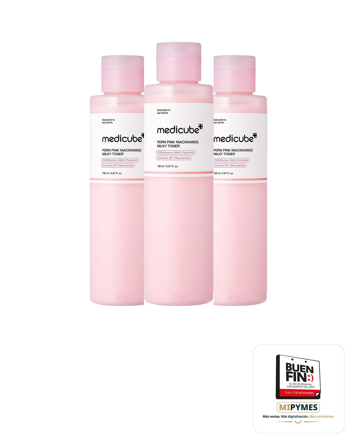 Medicube · PDRN Pink Niacinamide Milky Toner · paquete de 3 piezas