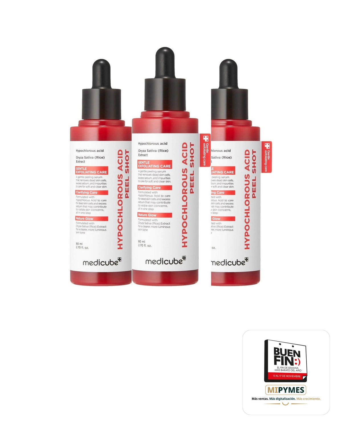 Medicube · Hypochlorous Acid Rice Peel Shot · paquete de 3 piezas