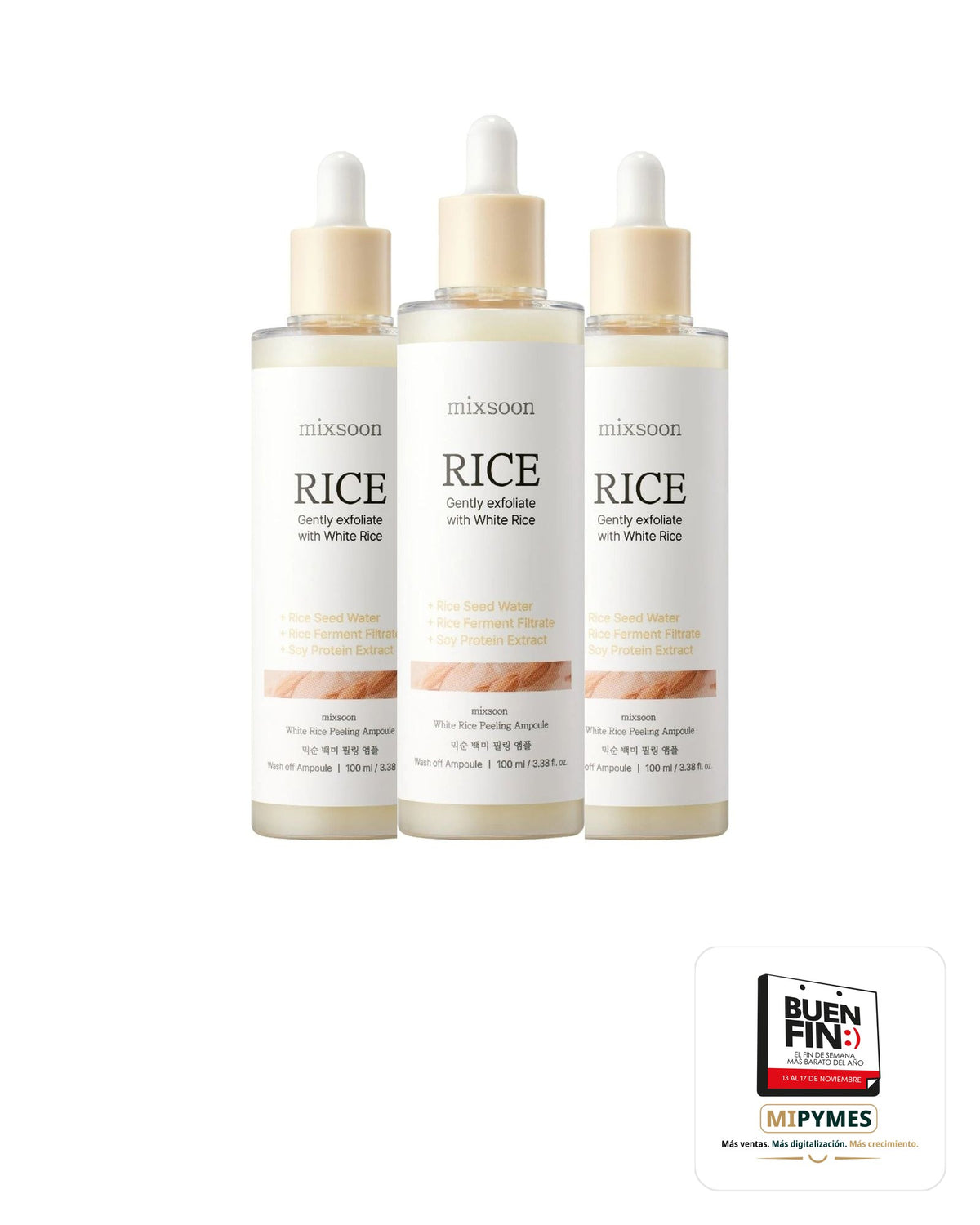 Mixsoon · White Rice Peeling Ampoule · paquete de 3 piezas