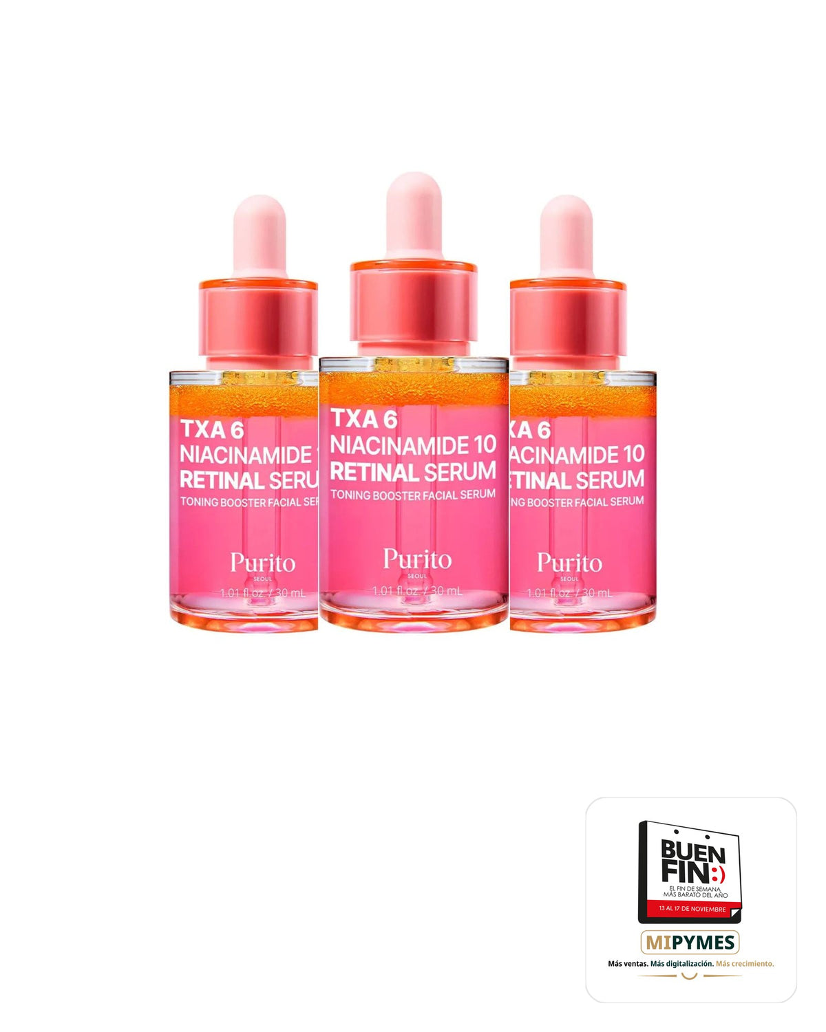 Purito · TXA 6 Niacinamide 10 Retinal Serum · paquete de 3 piezas
